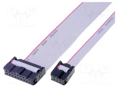 Image de 1 câble plat avec connecteurs, dimensions 30x2, épaisseur du câble plat : 1,27 mm, modèle FC30600-S. Câble plat
