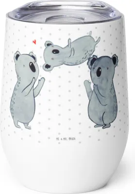 Produktbild von Mr. & Mrs. Panda Thermo Becher Koalas Feiern - Weiß - Geschenk, Happy Birthday, Thermobecher, kaffee tasse, thermosbecher, Geburtstag, Herz, Isolierbecher, Liebe