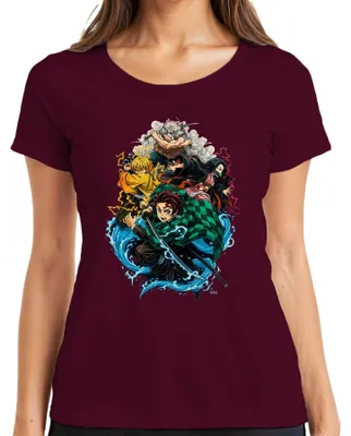 Produktbild von Demon Slayer Kimetsu no Yaiba Tanjiro Nezuko Zenitsu Fan Geschenk Damen T-Shirt, Burgundy, M