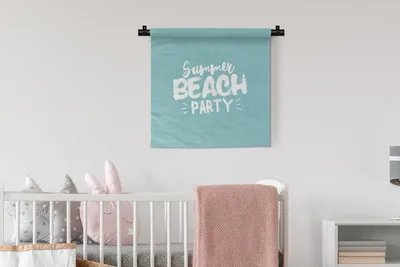 Produktbild von MuchoWow® Wandteppich Wandbehang Blau - Sommer - Weiß 60x60 cm Tapisserie Dekoration Wandtuch - Dekorationen - Wand Decke
