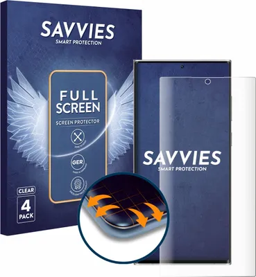 Produktbild von 4x Savvies Fullscreen Schutzfolie für Samsung Galaxy S22 Ultra 5G (case-friendly) Displayschutz Folie Fullcover Klar Transparent