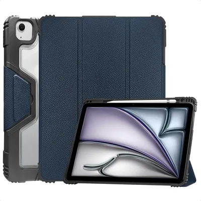 Image de Accezz Rugged Trifold Bookcase pour Apple iPad Air 11 pouces (2026) M4 / (2025) M3 / (2024) M2 / Air 5 (2022) / Air 4 (2020) - Bleu foncé