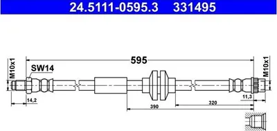 Produktbild von ATE 24.5111-0595.3 Bremsschlauch Hinten für RENAULT MASTER III Kasten (FV) MASTER III Pritsche/Fahrgestell (EV, HV, UV) MASTER III Bus (JV) für OPEL