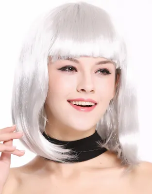 Produktbild von WIG ME UP Perücke Longbob glatt Pony silber grau 0073-3-P309