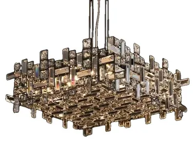 Produktbild von Kronleuchter, modernes Design, 3 Farbwechselnde Lichter, 60x60x25cm, 3-Farben Licht-c