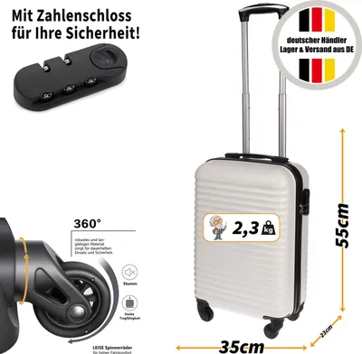 Produktbild von Kleiner Herren Koffer Handgepäck Bordgepäck Reisekoffer 35x55x23 cm IATA Standard passend für Wizzair Ryanair