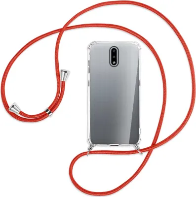 Produktbild von Handykette Backcover-Schutzhülle mit Band (Metall silberfarben) für Nokia 2.3 - rot