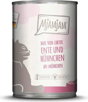 Produktbild von Mjamjam 400gx6 DUO Ente & Hühnchen & Möhrchen