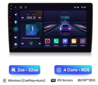 Obrázok produktu pre Android multimediálny prehrávač – autorádio s navigačným systémom – dotyková obrazovka – 10-palcový IPS displej – bezdrôtové pripojenie CarPlay
