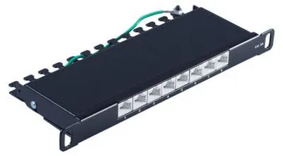 Produktbild von Slim Patchpanel Cat.6A, 8 Port 0,5HE, 10"