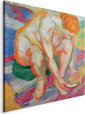 Produktbild von Italienischer Leinwand Leinwandbild - Nude with cat (Franz Marc) 80x80 cm Reproduktionen l-F-11498-b-a