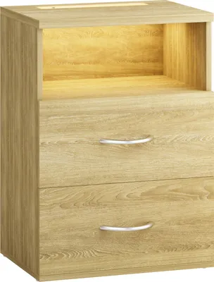 Immagine prodotto di CASARIA® Comodino Illuminazione LED Touch 40x28x55cm in Legno 2 Cassetti Camera da Letto Tavolino Comodini