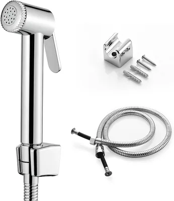 Productafbeelding van Bidetdouche voor toilet - Met beugel en slang - Zonder ventiel - Chroom - Zilver