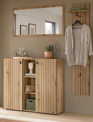 Produktbild von Garderobe Set 3-teilig "Loreno" in Evoke Eiche 152 x 192 cm