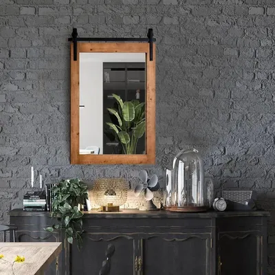 Immagine prodotto di Specchio da parete con cornice in legno, dimensioni 30 x 22 pollici