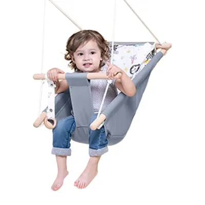 Produktbild von Refined Living Babyschaukel Holz, 3-in-1 (Liegen, Halbliegen, Sitzen), 5-Punkt-Gurt, Innen- und Außenbereich, 70 cm x 40 cm x 25 cm