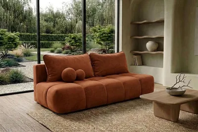 Obrázek produktu pro Sofa Kaiser Möbel s funkcí rozkládacího lůžka a úložným prostorem, potah z veluru Bluvel, barva skořice, model COCO