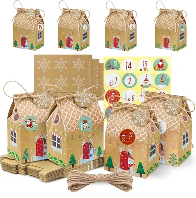 Image de Calendrier de l'Avent à décorer et à remplir : Calendrier de Noël MSLHUB avec 24 maisons, à personnaliser soi-même, idéal pour les enfants