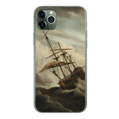 Produktbild von MuchoWow® Handyhülle Schutzhülle Hülle für iPhone 11 Pro Max Ein Schiff auf offener See während eines Sturms - Gemälde von Willem van de Velde Silikon Softcase Handy Hülle - Schutz