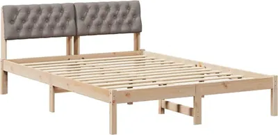 Zdjęcie produktu dla vidaXL Rama łóżka brązowo-szara 160 x 200 cm z litego drewna sosnowego