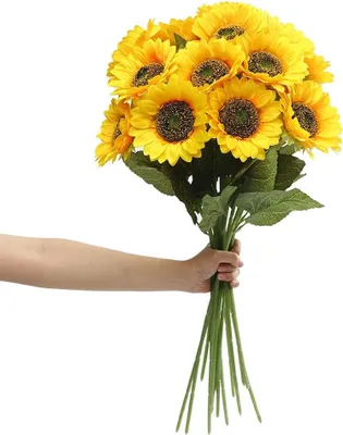Produktbild von Künstliche Sonnenblumen, langer Stiel, für Hochzeiten im Innenbereich, 6 Stück