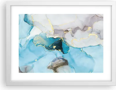 Produktbild von Gerahmtes Poster - Weißer Rahmen - Marmor Modern Blau - 40x30 cm - Wand Bild - Wanddeko - Wandbilder - Kunstposter - Wandposter - Bilderrahmen - Bilder - Kunstdruck - Wanddekoration - P2WAA40x30-4792