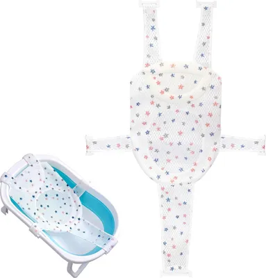 Produktbild von STILVORA Babywannen, Baby Badeunterlage mit Kopfstütze, Baby Badewannennetz für sicheren Komfort, Ideal für Neugeborene und Säuglinge, Weiß