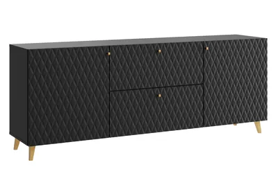 Obrázek produktu pro MINIO go for it, komoda "LOKET" 180 cm, přední strana z MDF s 3D vzorem, černá barva
