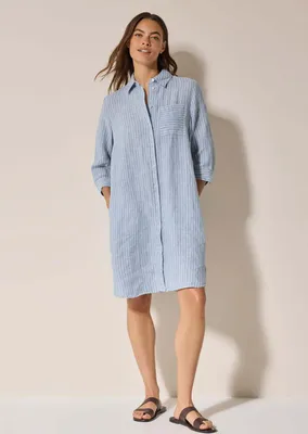 Produktbild von CECIL Blusenkleid 'Chambray Leinenkleid', B144328, chambray forever blue, Gr. L