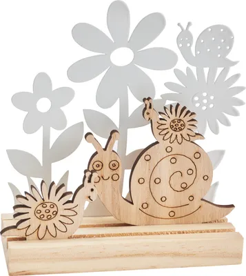 Produktbild von VBS Holzsteckmotiv mit Metallblumen "Schnecken", 4-tlg.