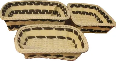 Image de paniers rectangulaires tressés 26 x21x7 22.5x17x6.5 19x14x6 - 3pcs
