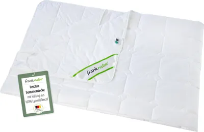 A white quilted blanket is laid out on a white surface.