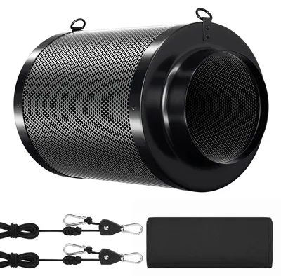 Productafbeelding van Eikuavons actieve koolfilter, model Grow, 150 mm. Koolfilter voor afzuiging, 350 mm, geschikt voor kweekkasten