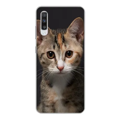 Produktbild von MuchoWow® Handyhülle Schutzhülle Hülle für Samsung Galaxy A70 Katze - Schwarz - Porträt Silikon Softcase Handy Hülle - Schutzhaube