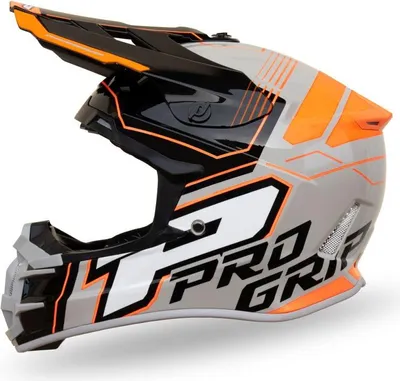 Produktbild von Progrip Cross Adventure Helm PG3080 Grau/Schwarz/Orange, Größe M ECE22R06