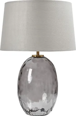 Zdjęcie produktu dla BELIANI Lampa stołowa przezroczysta szara szklana 47 cm okrągły materiałowy abażur nowoczesny design