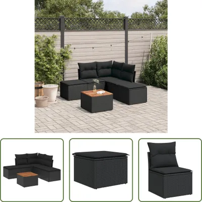 Produktbild von The Living Store 6-tlg. Garten-Sofagarnitur mit Kissen Schwarz Poly Rattan
