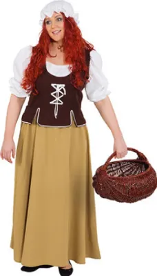 Produktbild von O1062-48 braun-beige Damen Mittelalter Magd Kostüm Kleid Gr.48