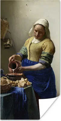 Produktbild von MuchoWow® Poster Das Milchmädchen - Johannes Vermeer 20x40 cm - Plakat - Foto