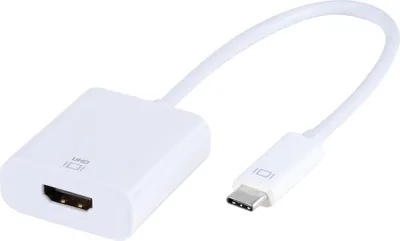 Produktbild von ViVanco™0,15 m USB-Typ-C-auf-HDMI-Adapter - Weiss, 0,15 m, USB Typ-C, HDMI, Männlich, Weiblich, Gerade