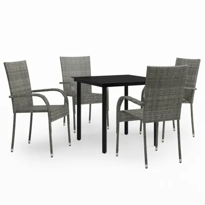 Produktbild von vidaXL 5-tlg. Garten-Essgruppe Grau und Schwarz