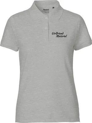 Produktbild von Huuraa Damen Polo Shirt Girlfriend Material Schriftzug S Sport Grey Bio Baumwolle Fairtrade Poloshirt Geschenkidee