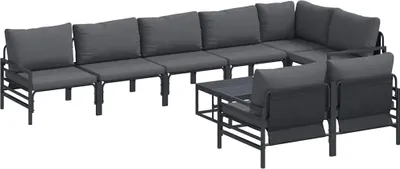 Image de vidaXL Ensemble de canapé de jardin avec coussins 9 pcs noir acier