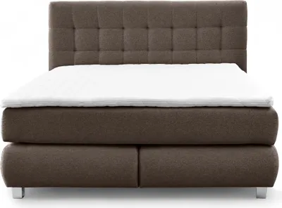 Produktbild von Echtes Boxspringbett BLAKE mit Pocketmatratze und Bonellmatratze Familienbett mit Topper und Taschenmatratze Bett mit 2 Matratzen (220x200, Braun)