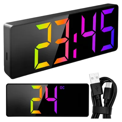 Produktbild von Digitaler LED-Wecker mit Spiegeldisplay, 34 LEDs, schwarz