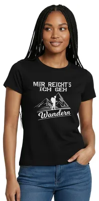 Produktbild von Spreadshirt Mir Reicht's Ich Geh Wandern Spruch Berg Gipfel Frauen T-Shirt, M, Schwarz