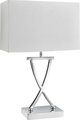 Image de Lampe de table, chrome, abat-jour textile, H 48,5 cm, CLUB
