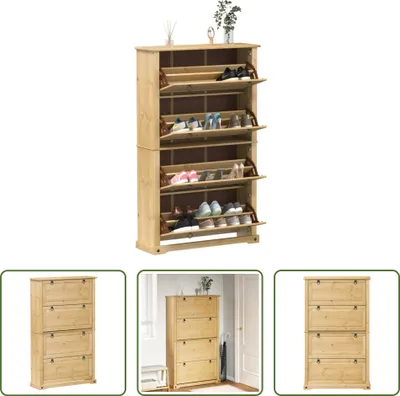 Zdjęcie produktu dla The Living Store Szafka na buty Corona 99x32x163,5 cm lite drewno sosnowe