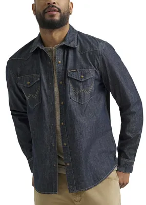 Produktbild von Wrangler Iconic Denim Herren-Hemd, Normale Passform, Druckknöpfe, Canyon Wash, M