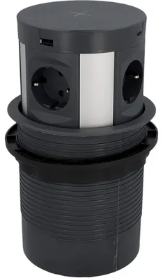 Produktbild von Blaupunkt Tischsteckdose PushUp 4-fach, 2-fach USB-A + 2-fach USB-C , mit indukt